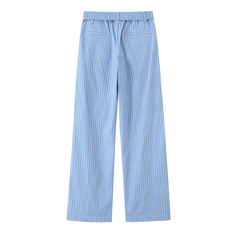 Set de 2 piezas con chaleco cruzado a rayas y pantalones rectos a rayas