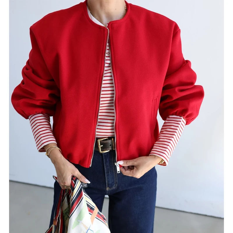 Chaqueta Bomber recortada con cremallera / Varios colores