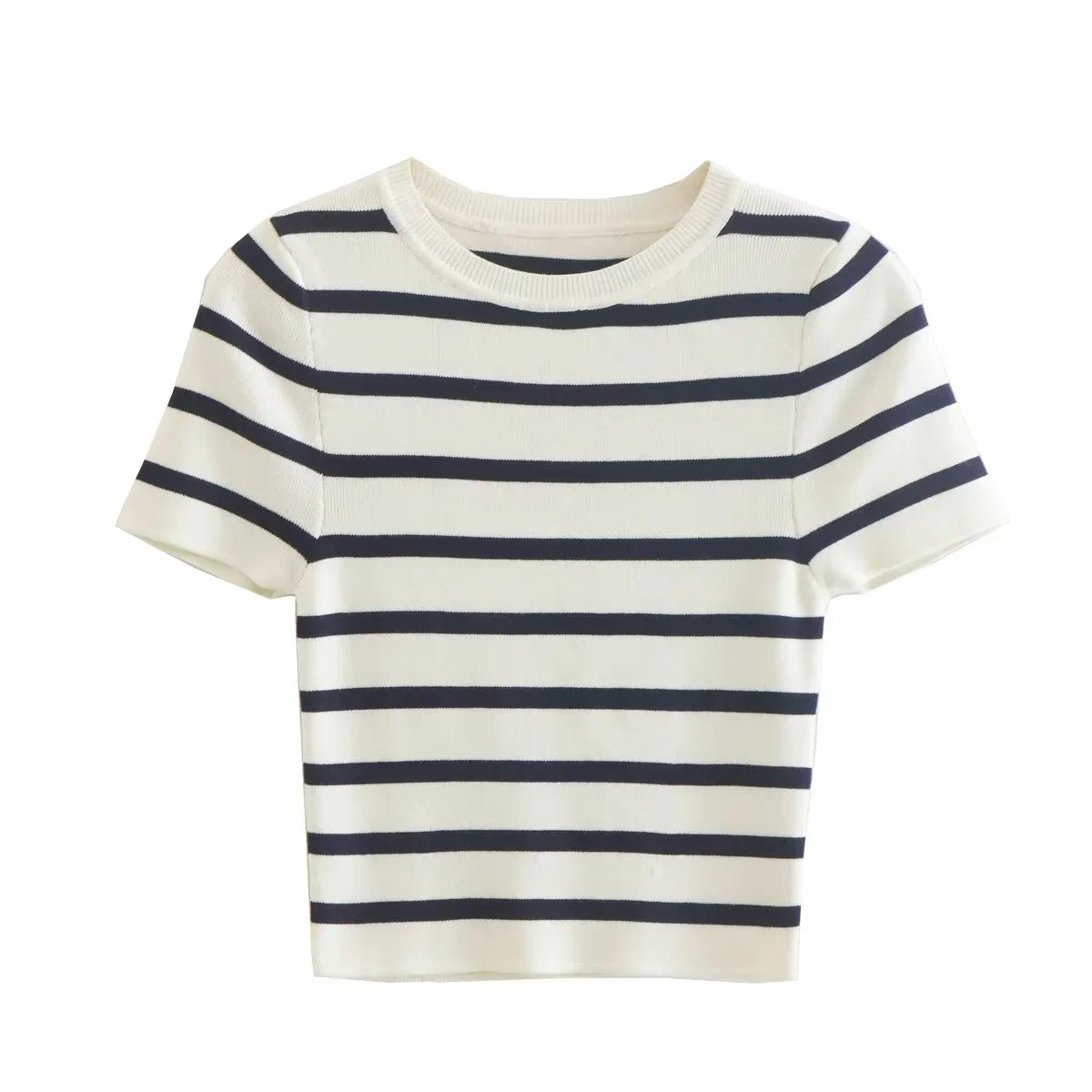 Crop top corto de punto manga corta ajustado