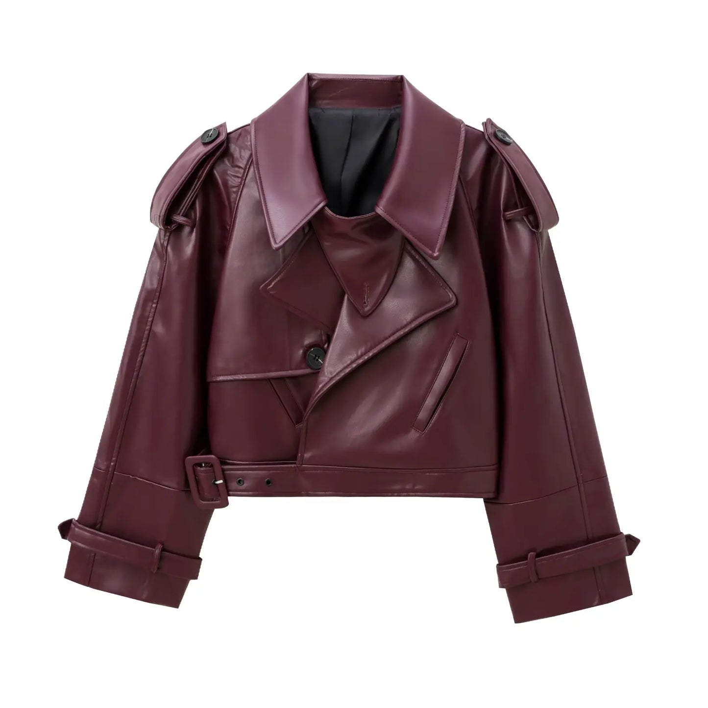 Chaqueta recortada de piel sintética