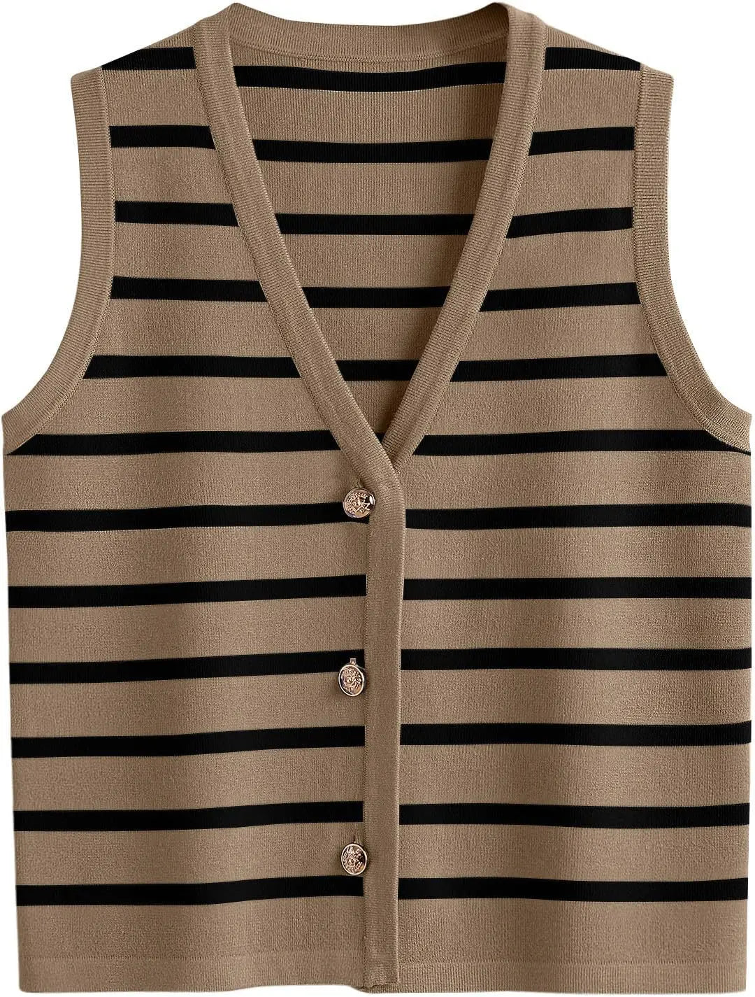 Chaleco a rayas cuello V con botones varios colores