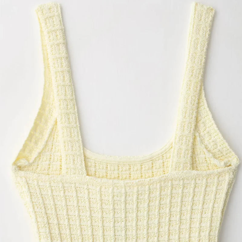 Vestido corto tejido de punto amarillo