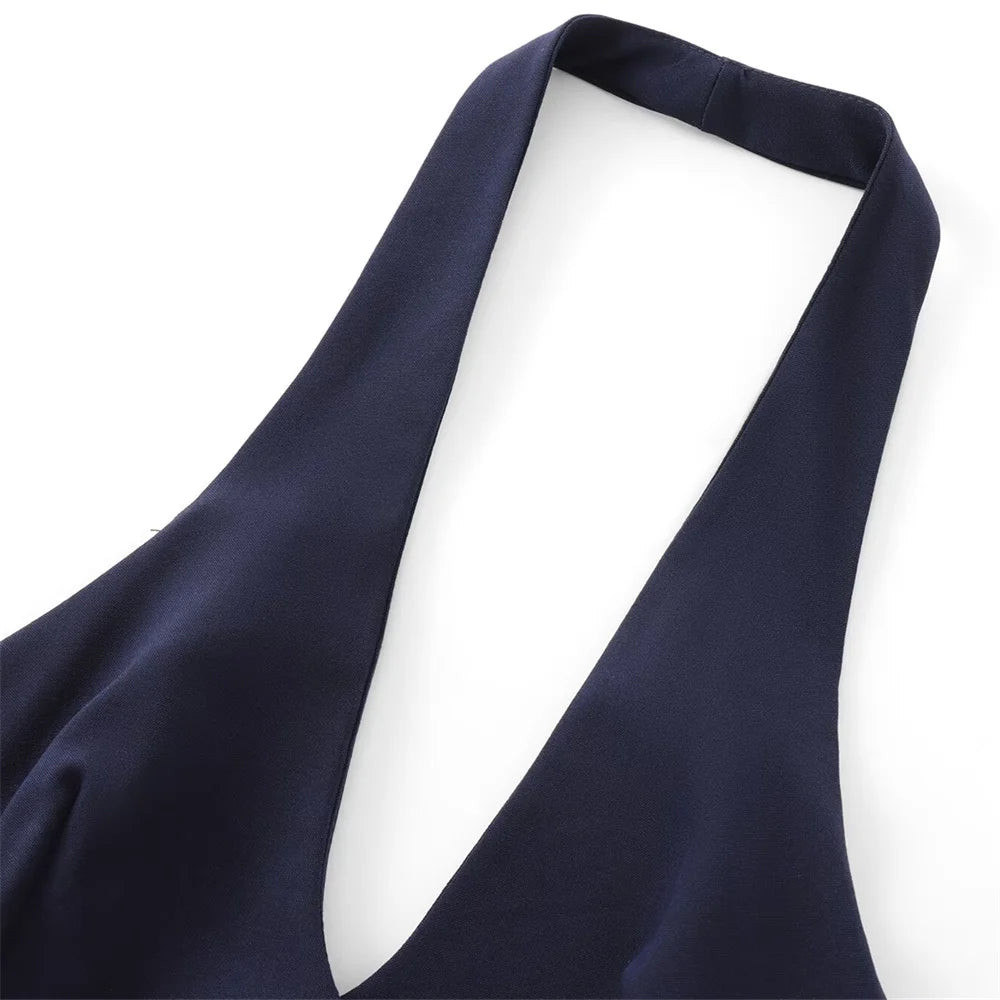 Top con cuello halter con hilera de botones y cuello en V / Varios colores