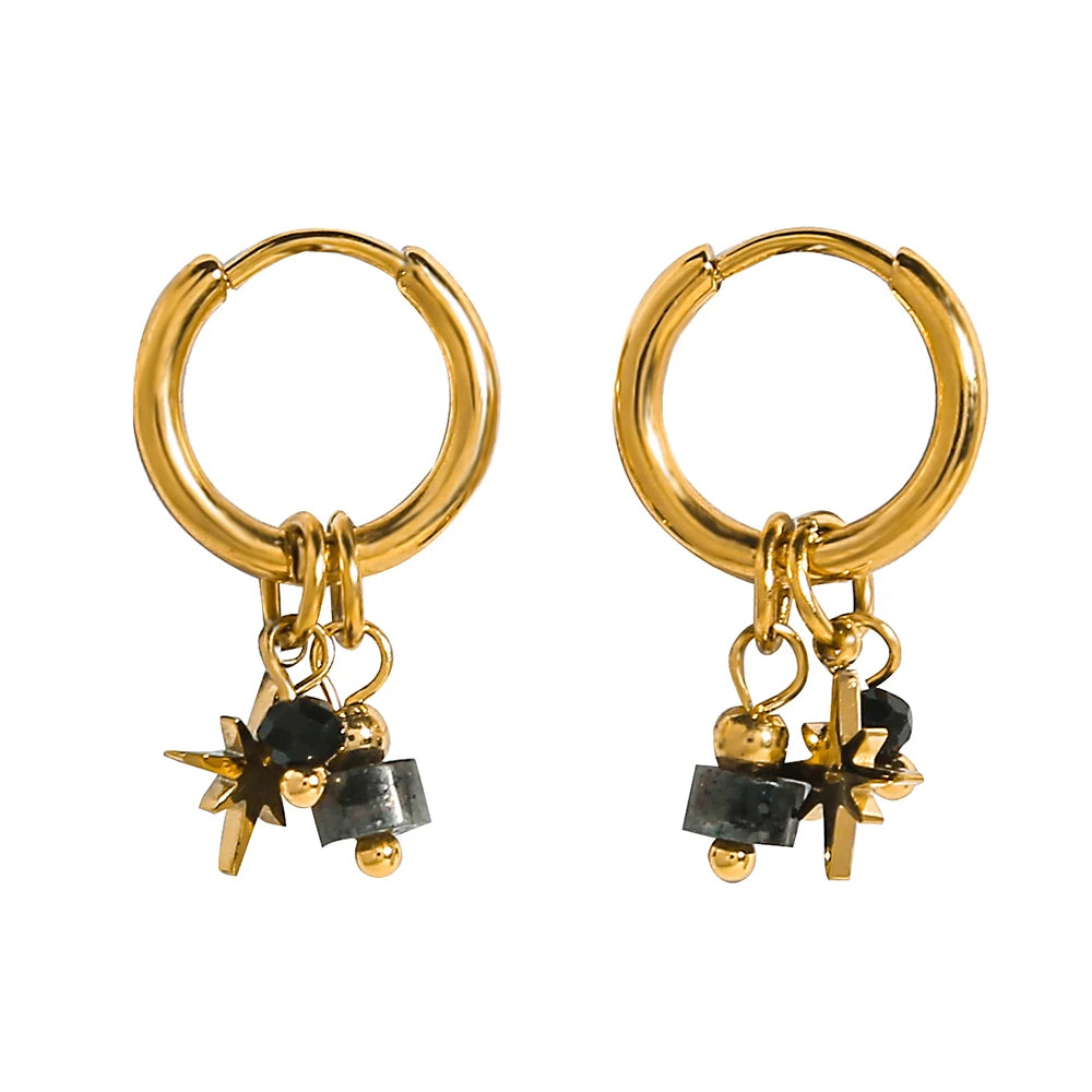 Aretes de acero inoxidable con piedra natural / Varios colores y diseños