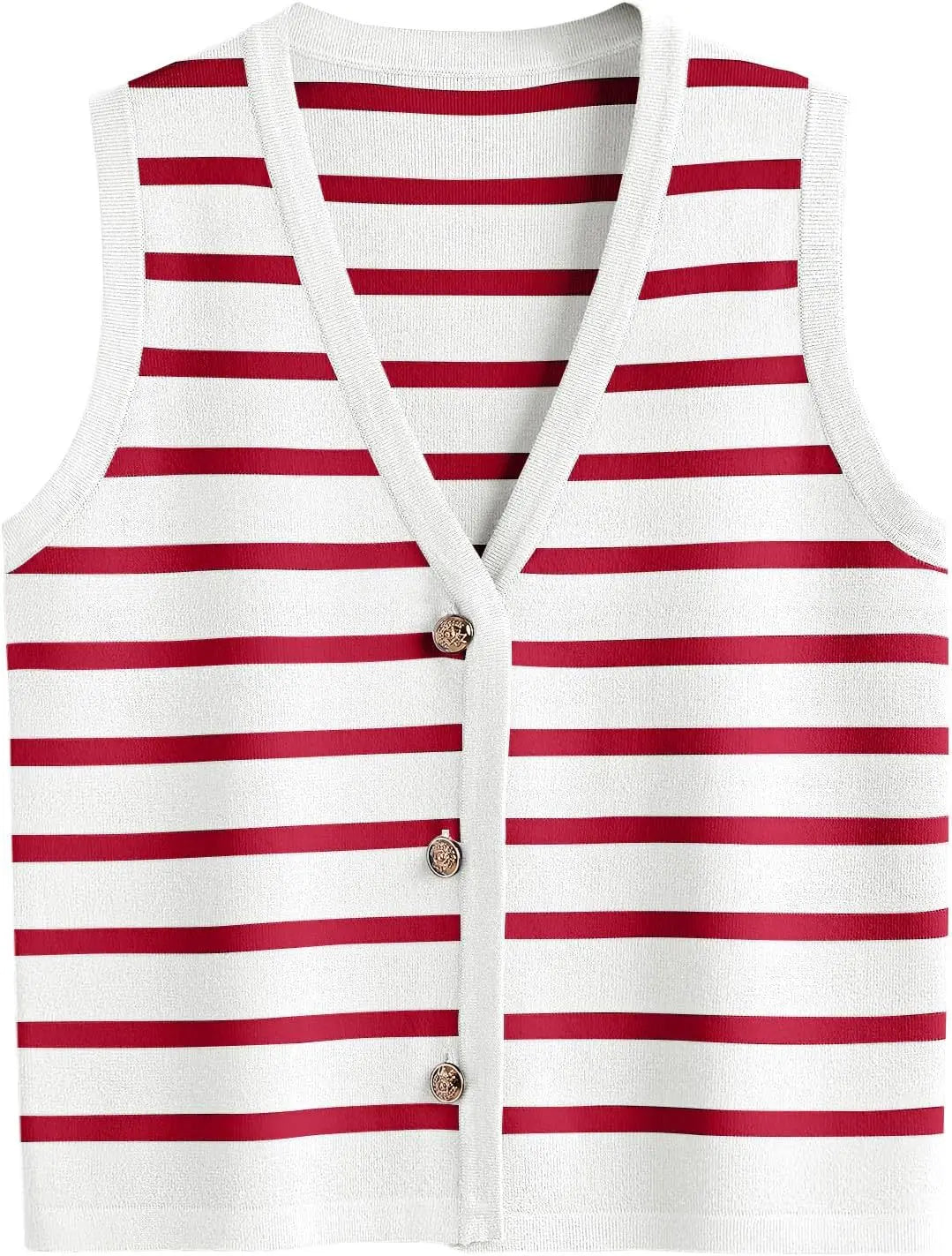 Chaleco a rayas cuello V con botones varios colores