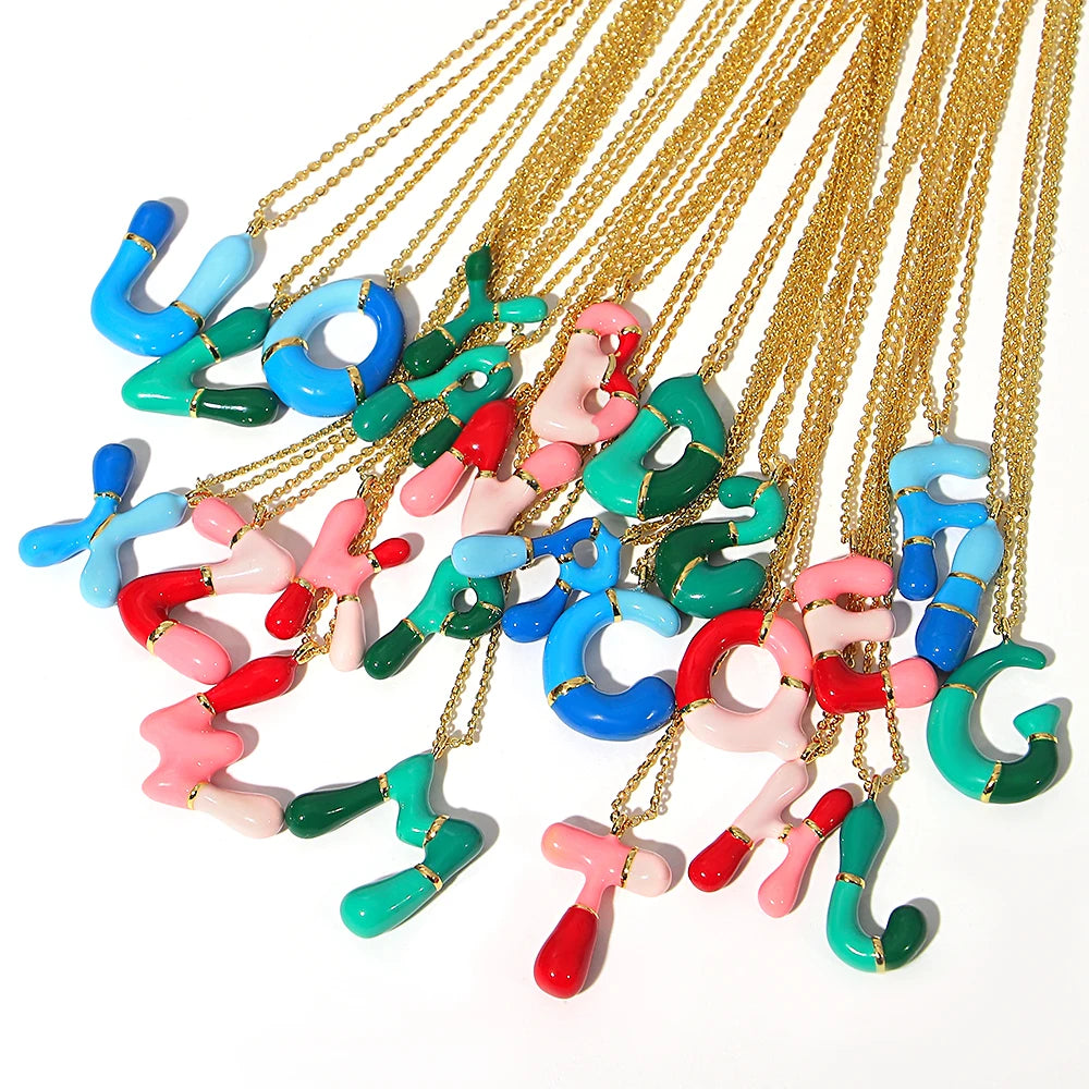 Collar estilo globo esmaltado de acero inoxidable de alfabeto / Alfabeto variado disponible