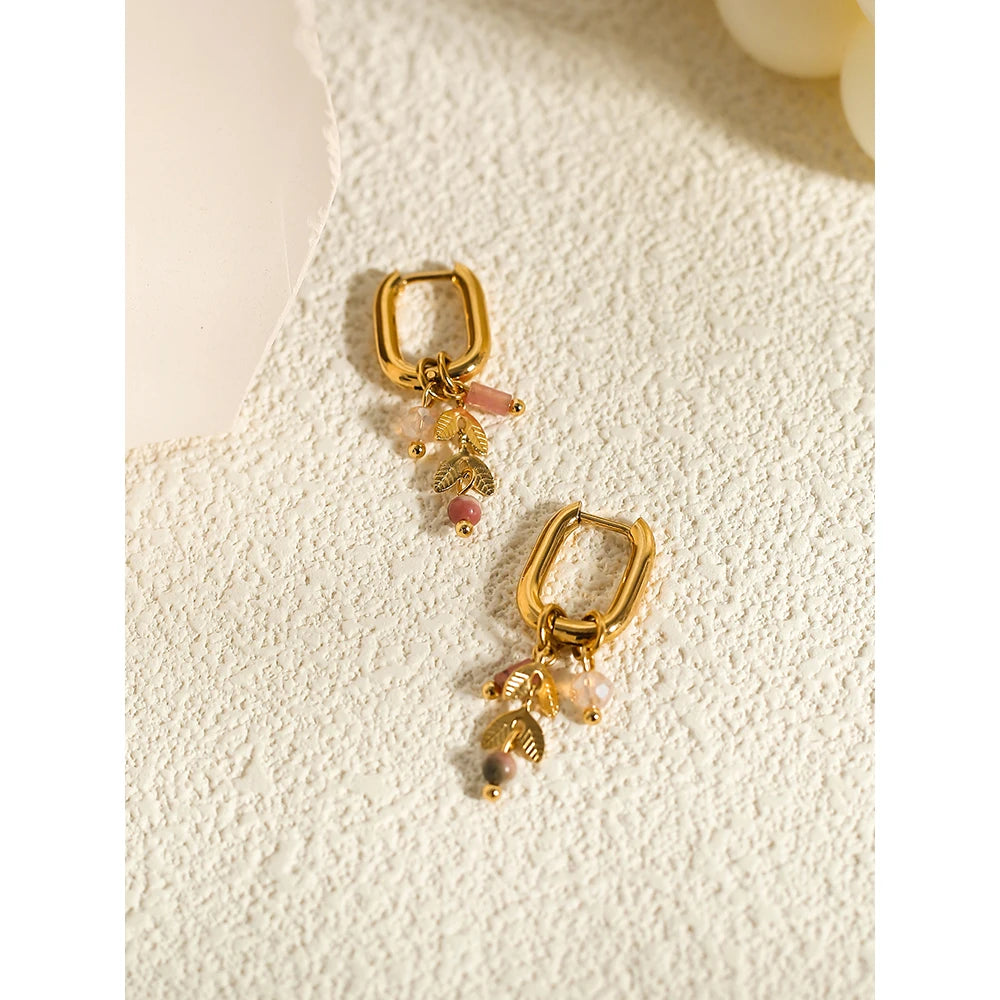 Aretes de acero inoxidable con piedra natural / Varios colores y diseños