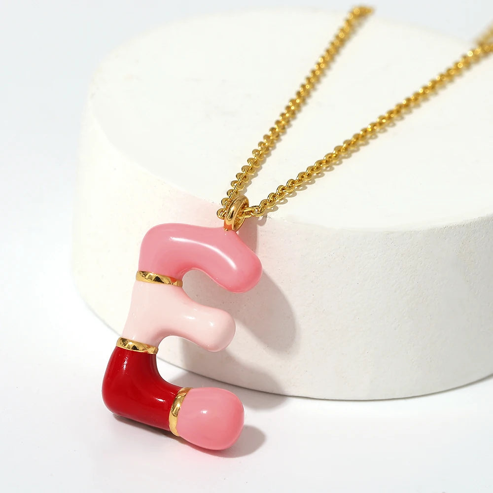 Collar estilo globo esmaltado de acero inoxidable de alfabeto / Alfabeto variado disponible