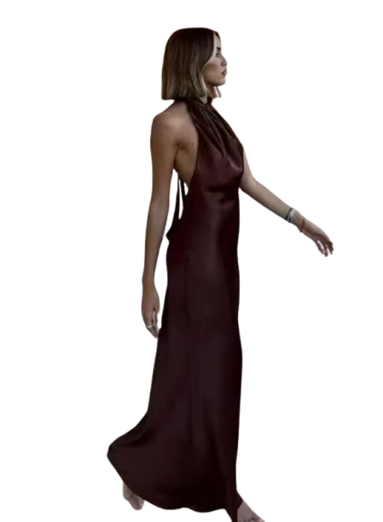 Vestido largo de satén con espalda descubierta