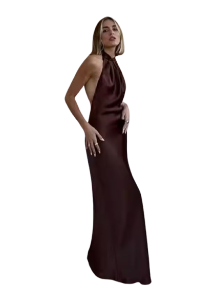 Vestido largo de satén con espalda descubierta
