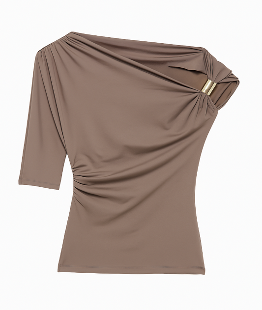 Blusa asimétrica recortada con hombro descubierto / Varios colores