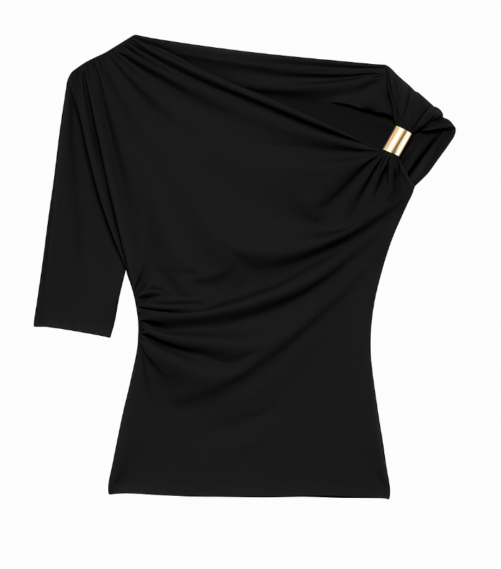 Blusa asimétrica recortada con hombro descubierto / Varios colores
