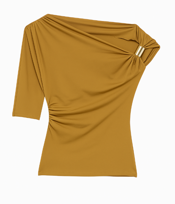 Blusa asimétrica recortada con hombro descubierto / Varios colores