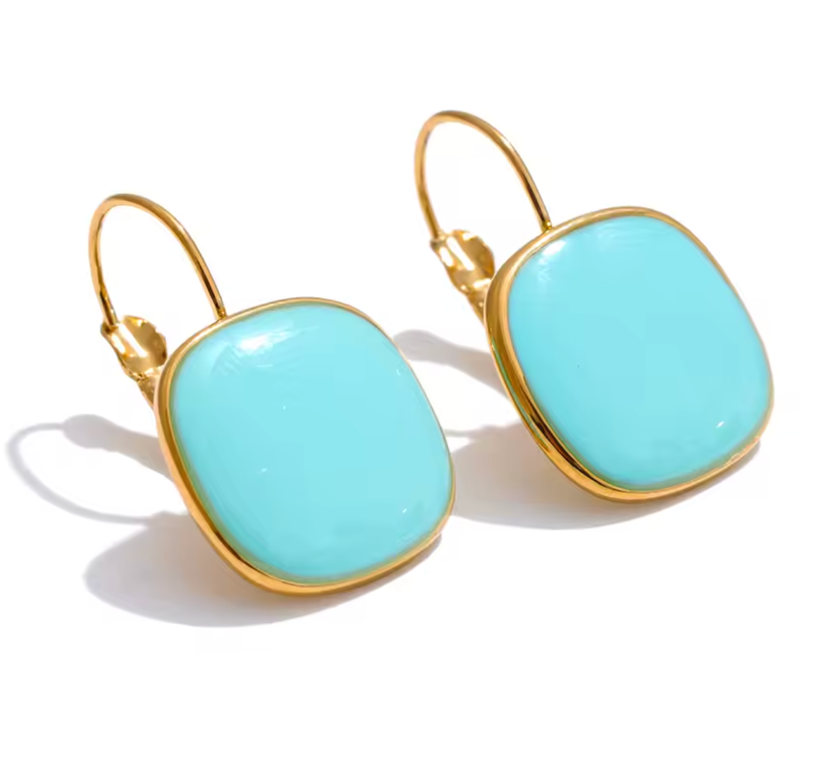 CANDY🍭 Aretes de aro cuadrados color caramelo esmaltado de acero inoxidable / Varios colores