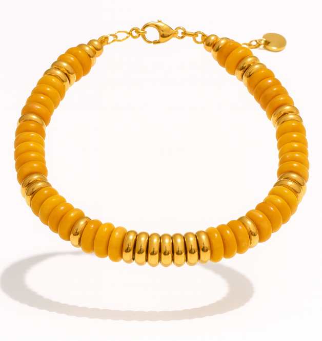 Pulseras de acero inoxidable hechas a mano con cadena de cuentas de piedra natural colorida / Varias combinaciones