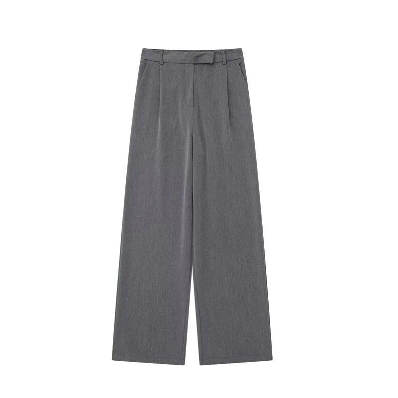 Pantalón ancho de cintura alta liso / Varios colores