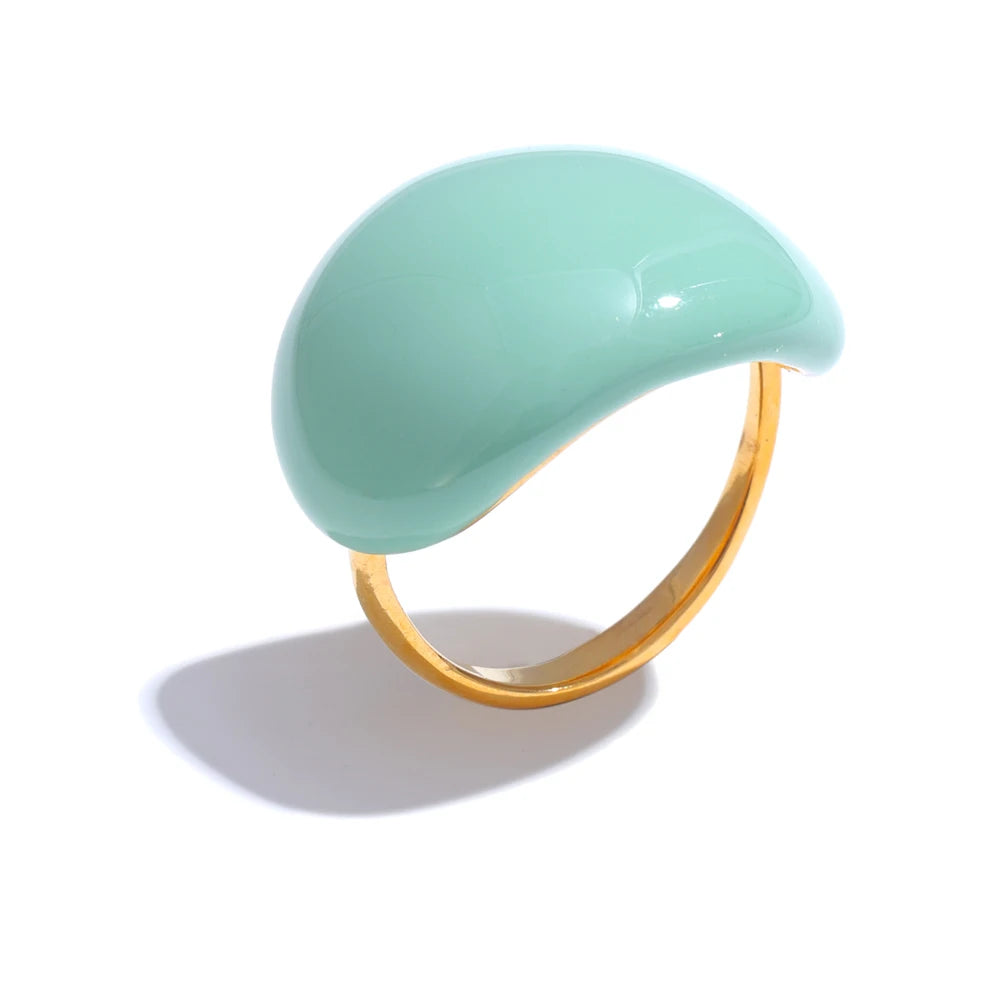 CANDY🍭 Anillo de acero inoxidable caramelo esmaltado / Varios colores
