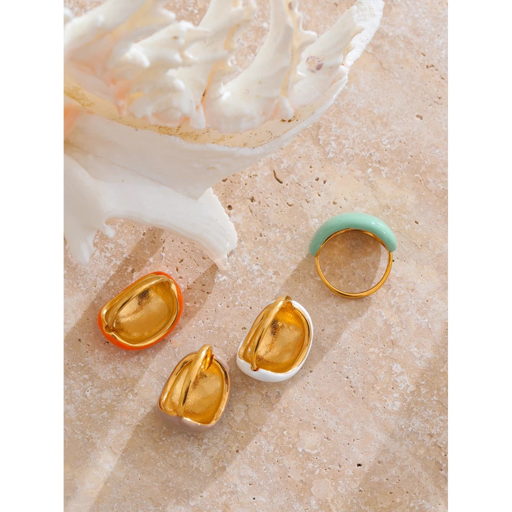 CANDY🍭 Anillo de acero inoxidable caramelo esmaltado / Varios colores