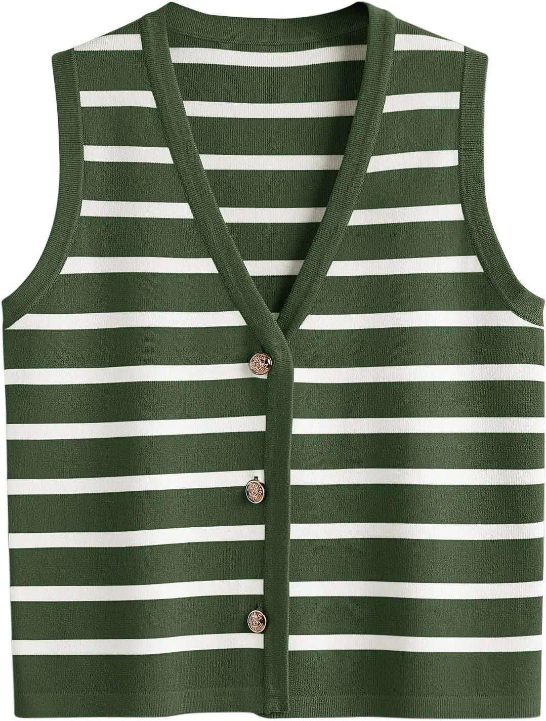 Chaleco a rayas cuello V con botones varios colores
