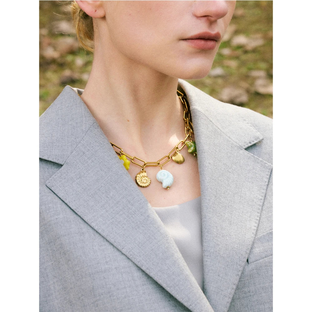 Collar de acero inoxidable con colgantes de cerámica