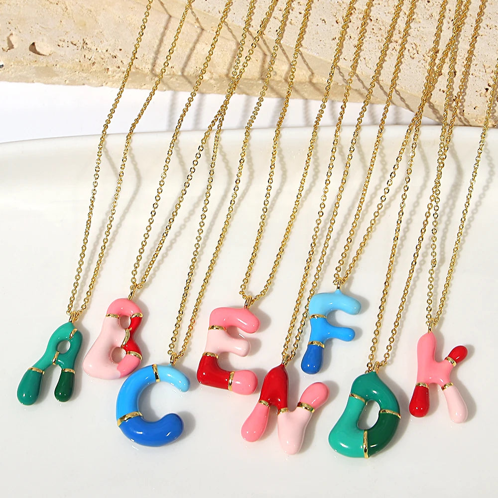 Collar estilo globo esmaltado de acero inoxidable de alfabeto / Alfabeto variado disponible