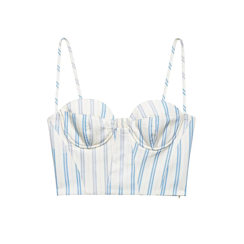 Set de 2 piezas/Top plisado con espalda descubierta y falda