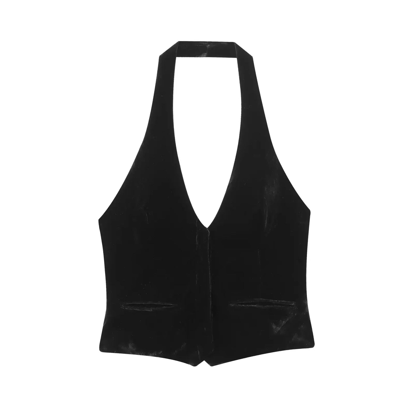 Top con cuello halter con hilera de botones y cuello en V / Varios colores