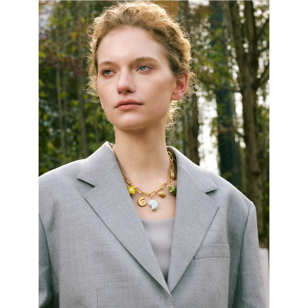Collar de acero inoxidable con colgantes de cerámica