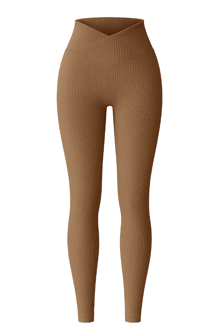 Leggings con textura de líneas de cintura alta / Varios colores
