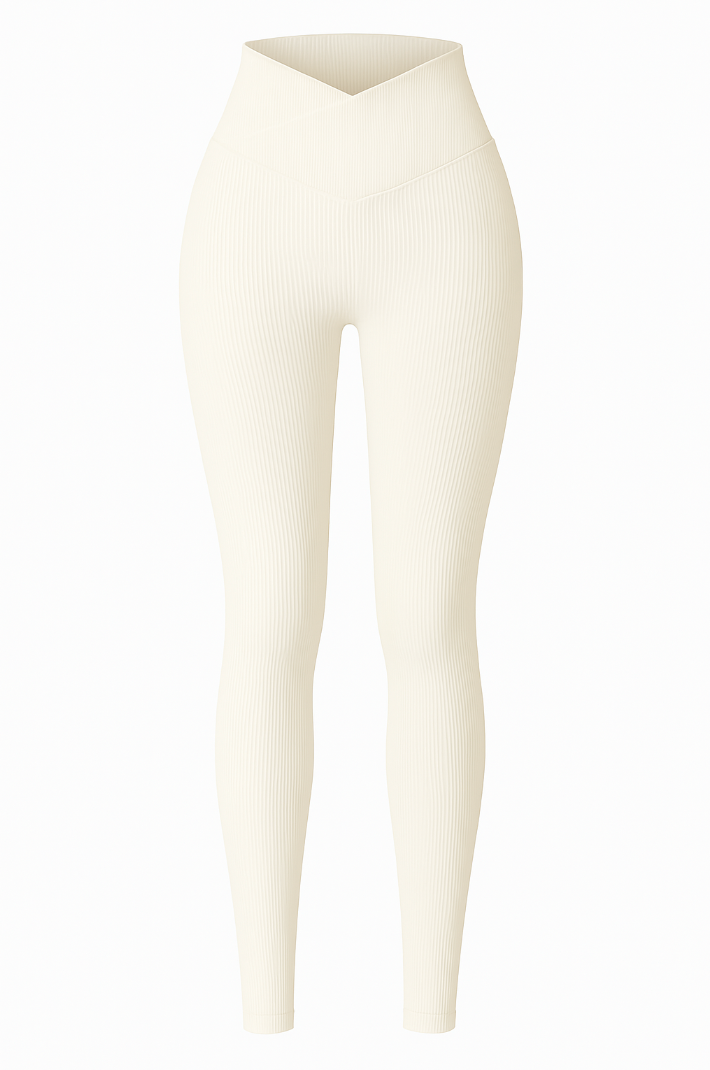 Leggings con textura de líneas de cintura alta / Varios colores