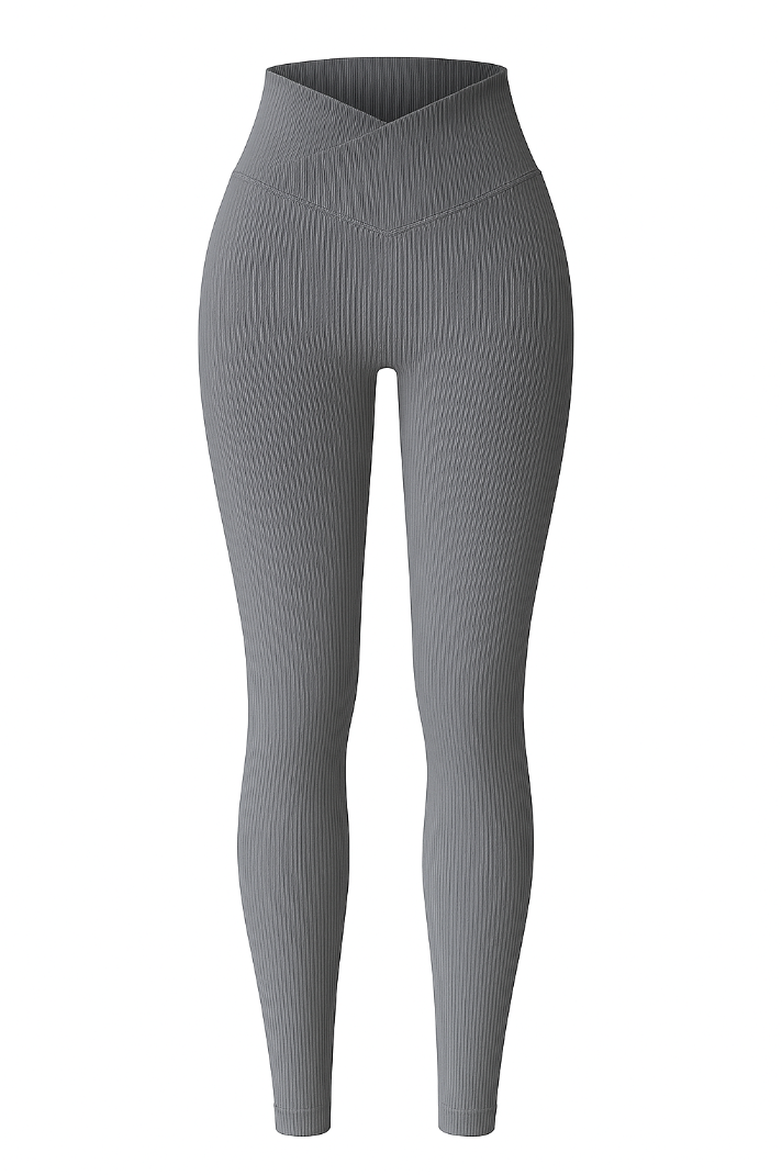Leggings con textura de líneas de cintura alta / Varios colores