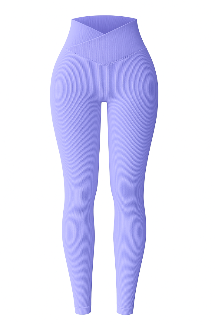 Leggings con textura de líneas de cintura alta / Varios colores