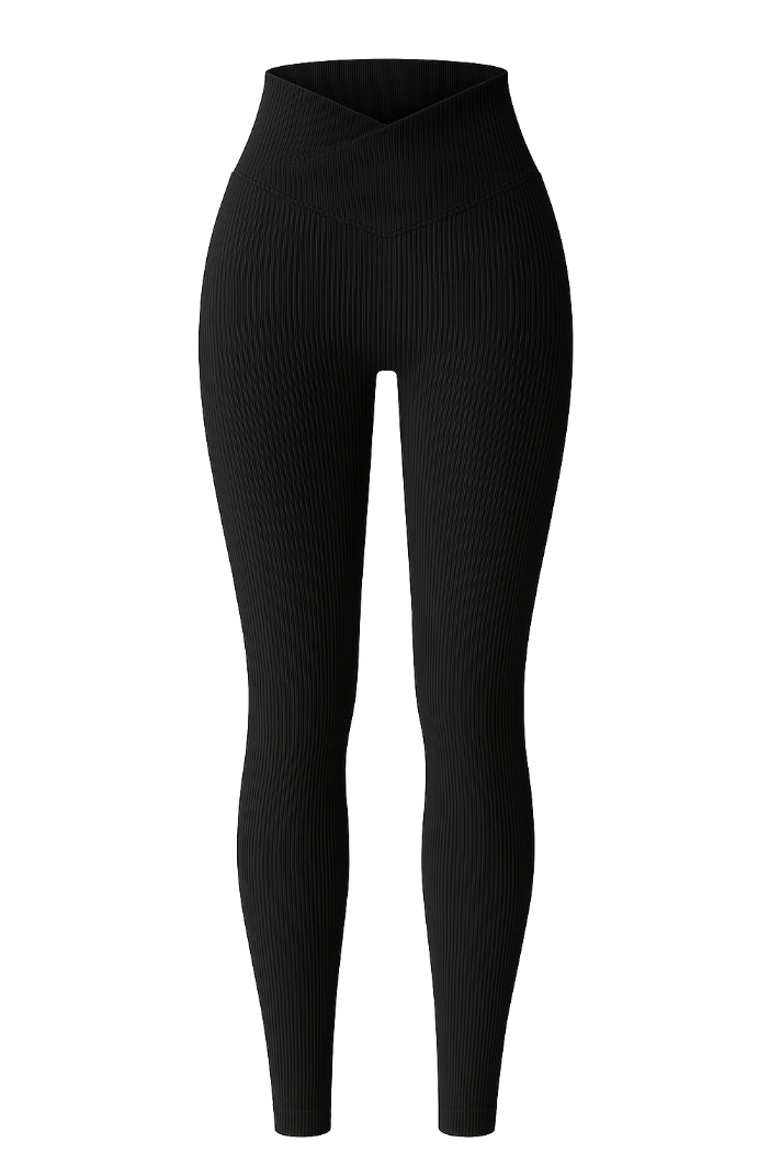Leggings con textura de líneas de cintura alta / Varios colores
