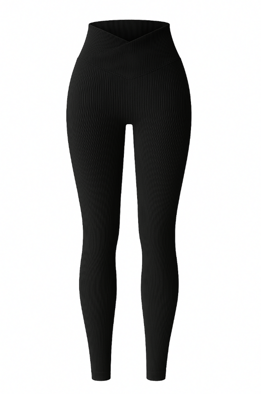 Leggings con textura de líneas de cintura alta / Varios colores