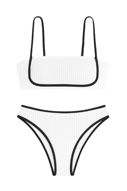 Bikini con parte inferior de tiro alto escote recto