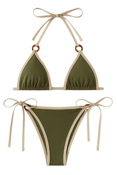 Bikini con aros y cuello halter