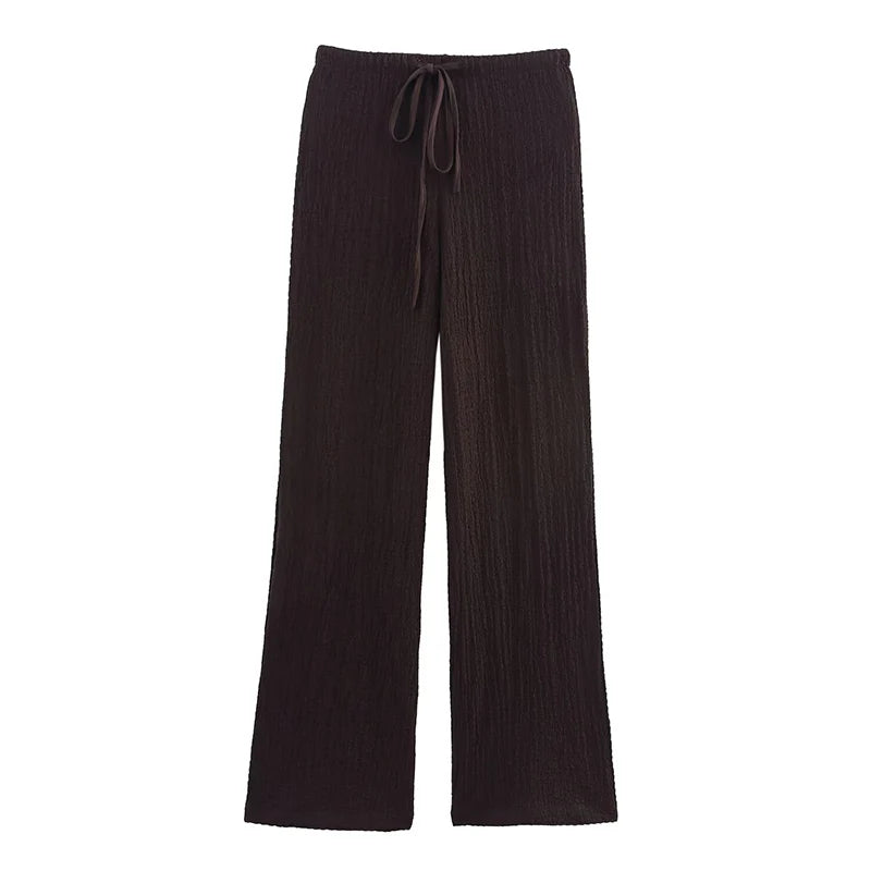 Set de 2 piezas con textura/chaleco y pantalones vintage de cintura alta elástica/Varios colores