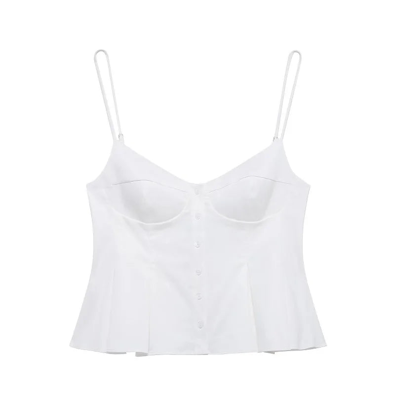 Top plisado a rayas con espalda descubierta de tirantes / Varios colores