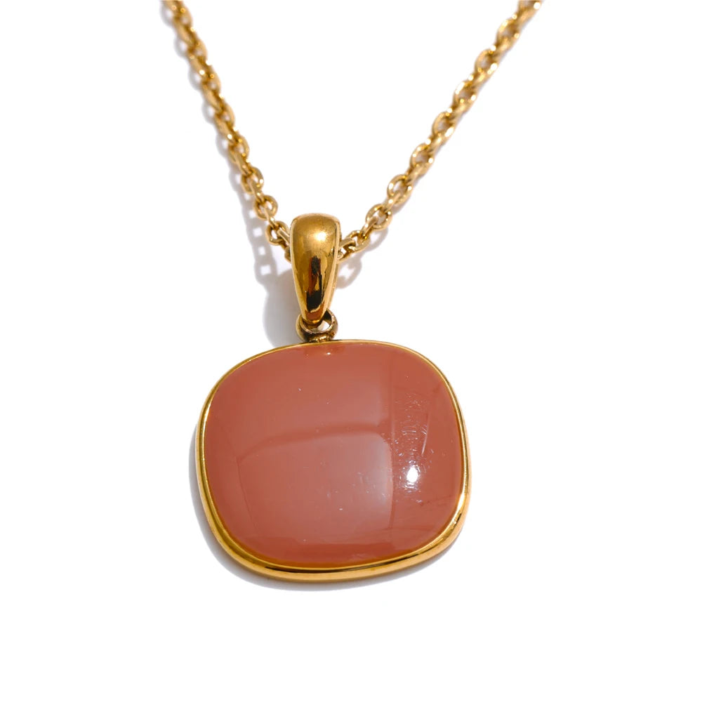 CANDY🍭 Collares con colgante cuadrado de color caramelo esmaltado de acero inoxidable / Varios colores