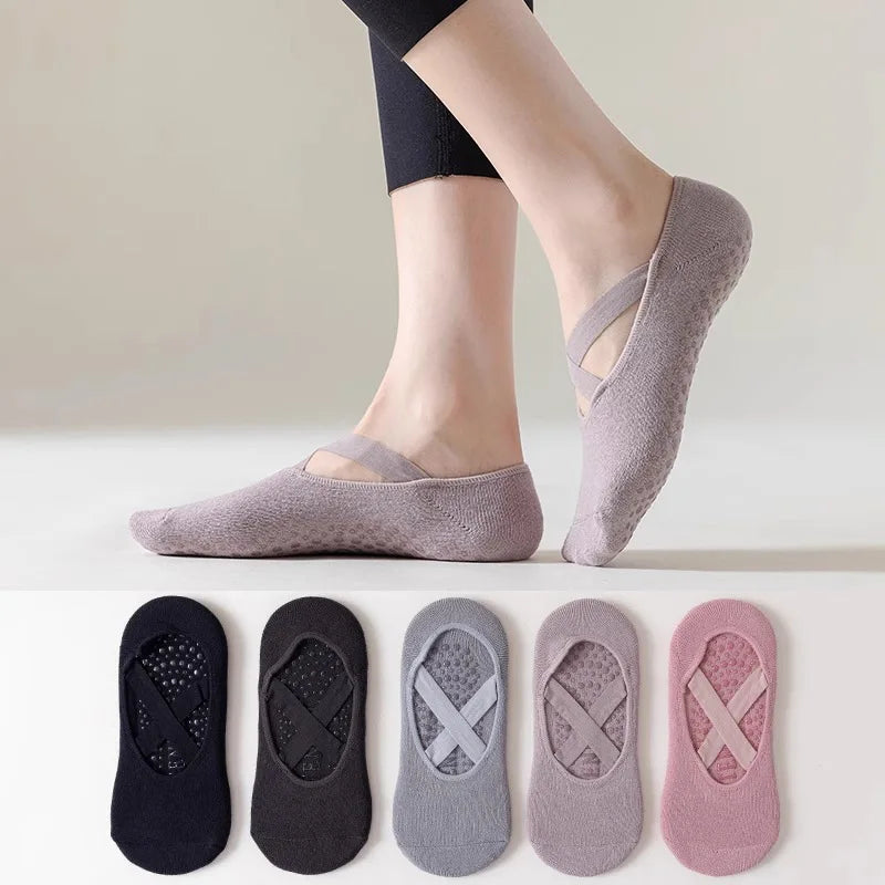 5 pares de calcetines antideslizantes de algodón transpirable para yoga y pilates