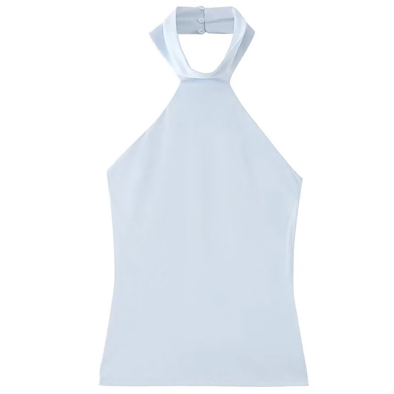 Top halter ajustado espalda descubierta