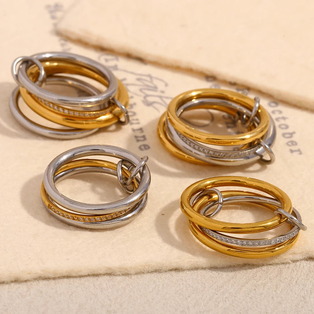 Anillo no fijo apilados de acero inoxidable / variantes