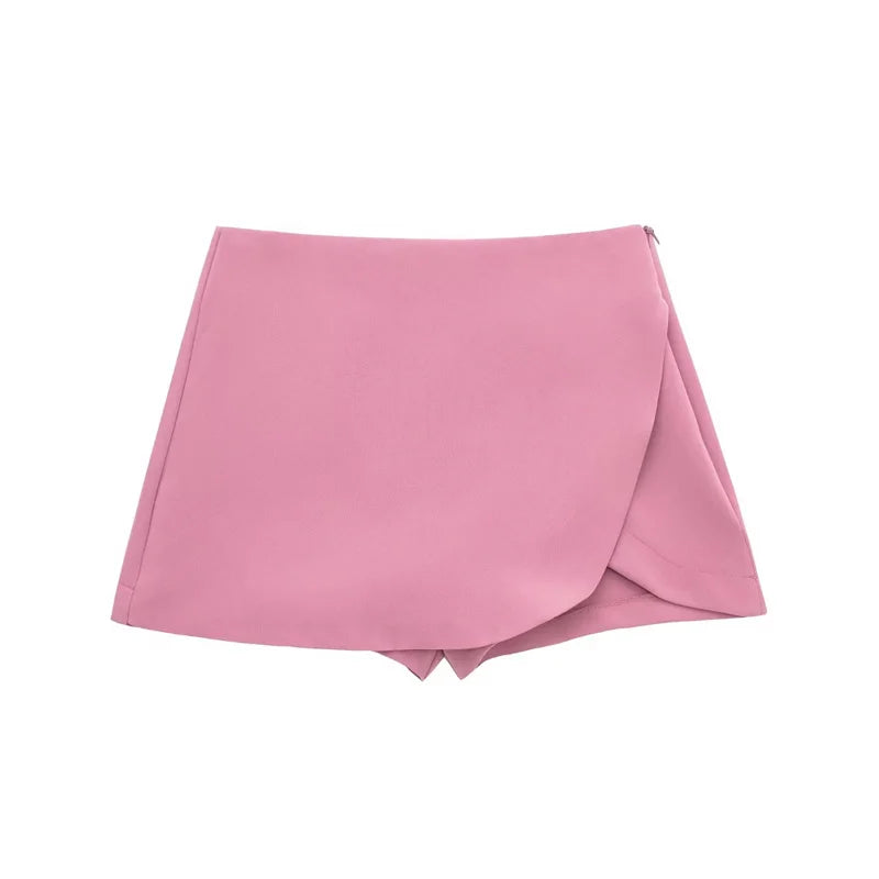 Falda corta asimétrica de cintura alta / Varios colores