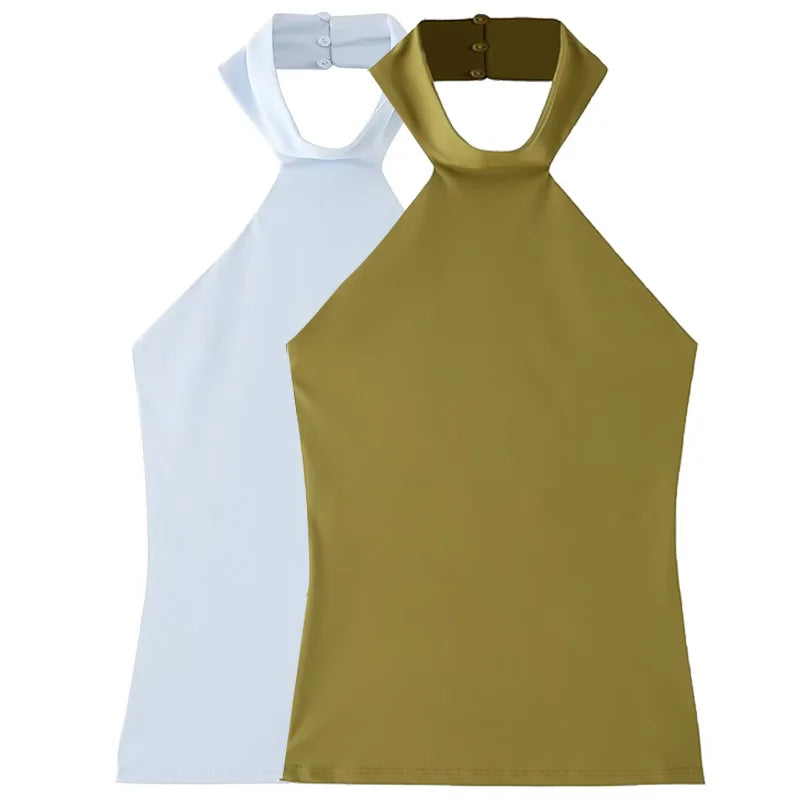 Top halter ajustado espalda descubierta