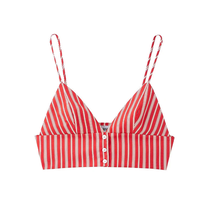 Set de 2 piezas de top plisado con espalda descubierta a rayas y falda corta a rayas