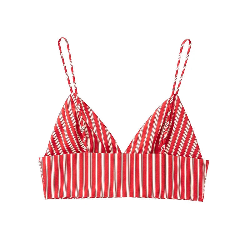 Set de 2 piezas de top plisado con espalda descubierta a rayas y falda corta a rayas