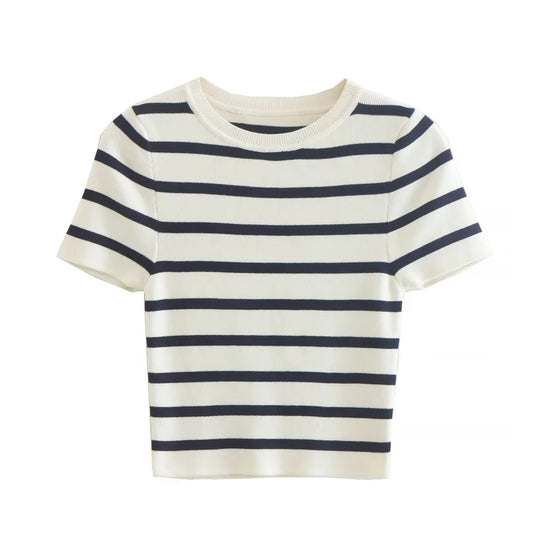 Crop top corto de punto manga corta ajustado