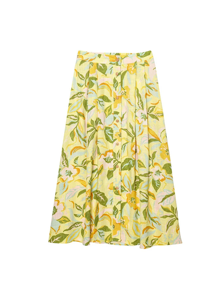 Set de 2 piezas de falda con estampado floral y top de tirantes combinado