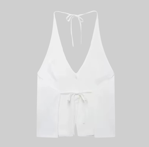 Chaleco con cuello halter espalda descubierta