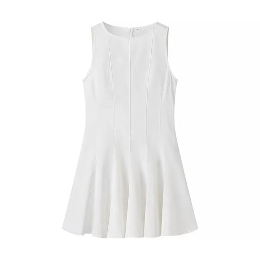 Vestido corto sin mangas fruncido plisado